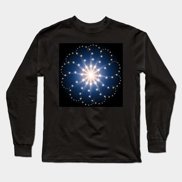 Luxury festive pattern with shiny golden stars Long Sleeve T-Shirt by devaleta